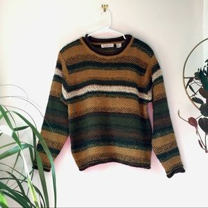 Vintage fall colors sweater with stripes